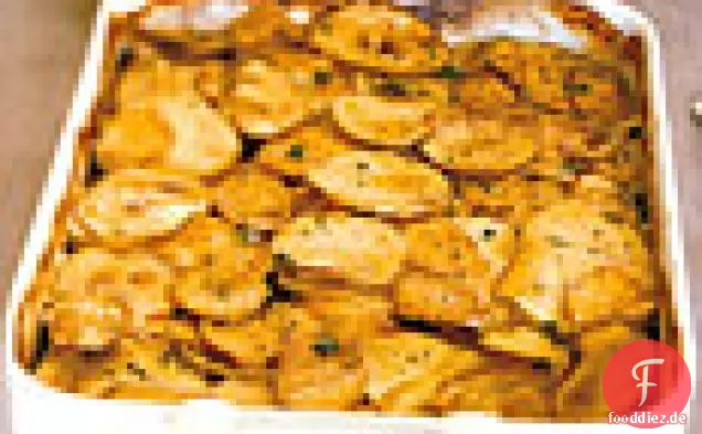 Yukon Gold und Süßkartoffelgratin