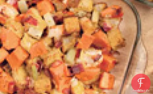 Süßkartoffelfüllung mit Speck und Thymian