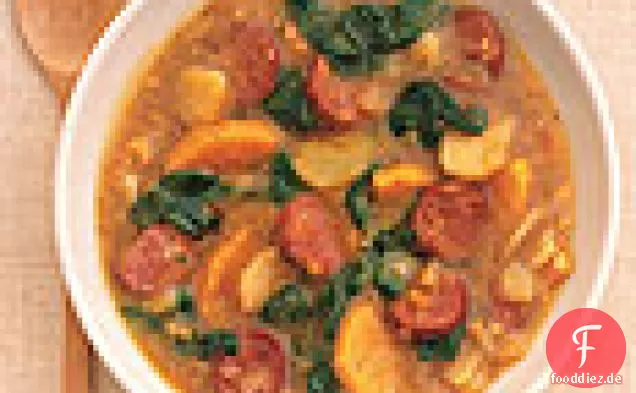 Süßkartoffel- und Wurstsuppe
