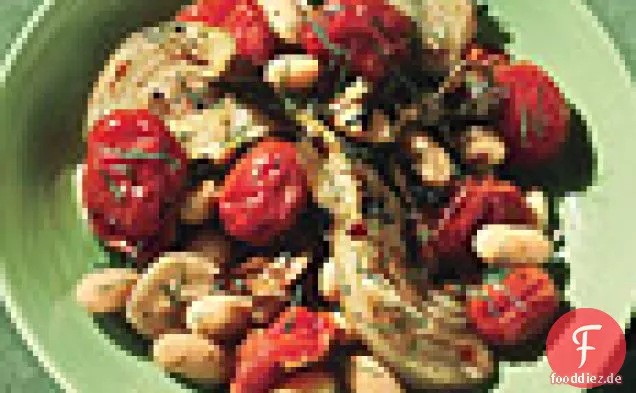 Olivenöl geröstete Tomaten und Fenchel mit weißen Bohnen