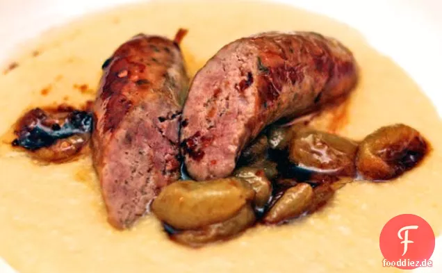 Abendessen heute Abend: Würstchen in der Pfanne mit Trauben