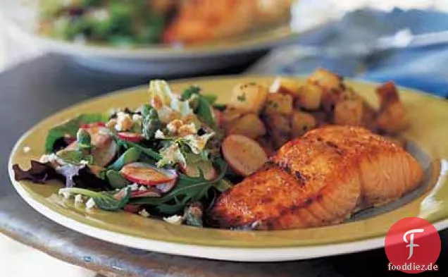 Gebratener Lachs mit Honig und Wermut