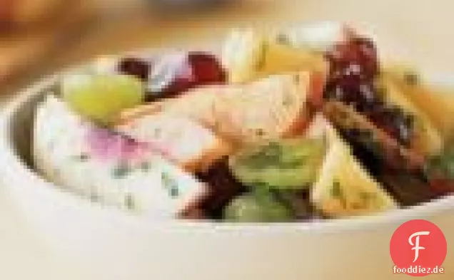 Sommerfrucht mit Limetten-Minze-Zucker