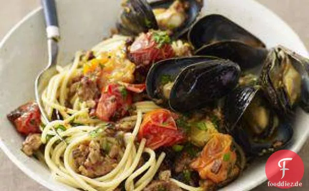 Wurst-Muschel-Spaghetti