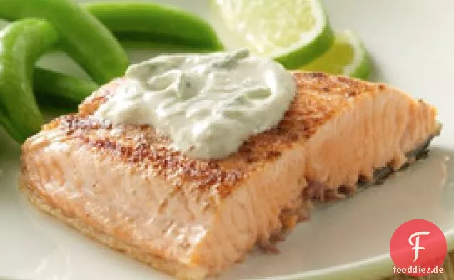 Lachs mit cremiger Limettensauce für zwei