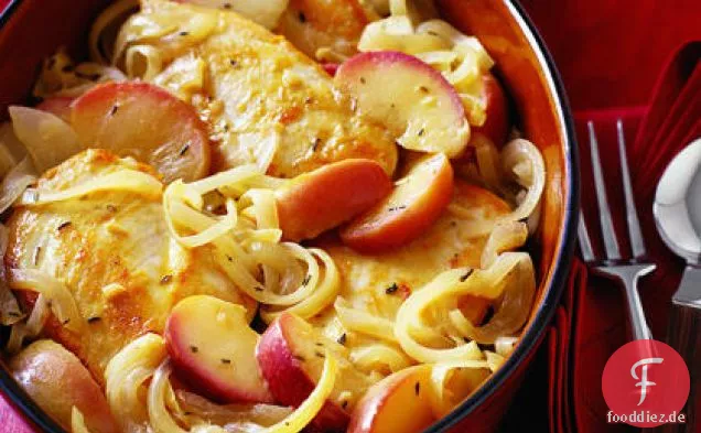 Huhn sautiert mit Äpfeln