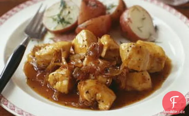 Aprikosen-Mohn-Huhn mit Dillkartoffeln
