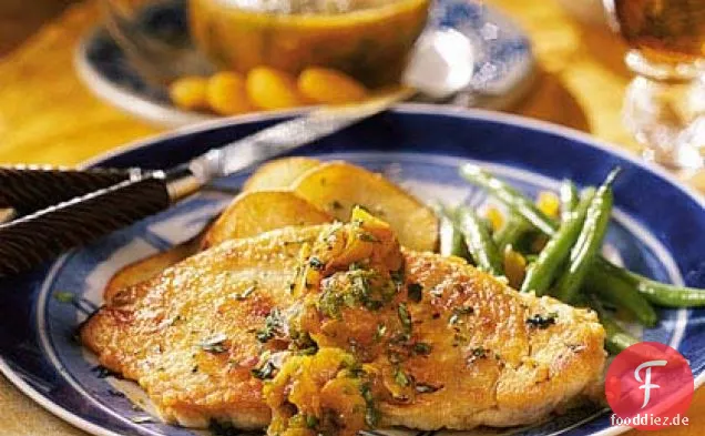 Aprikosen-Huhn mit gerösteten Kartoffel Thins