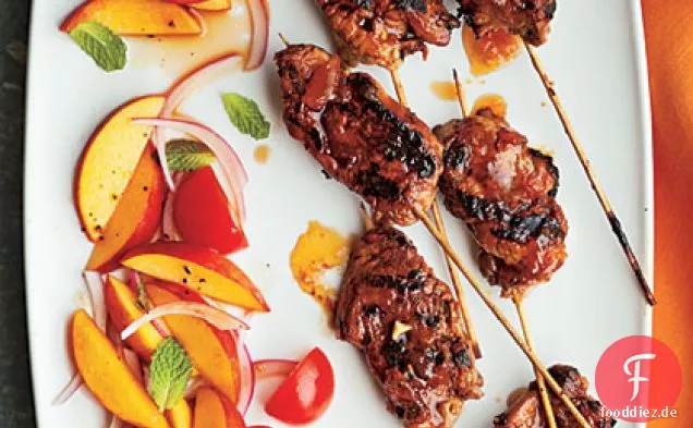 Aprikosen-glasierte Schweinekebabs
