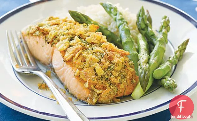 Lachs-Filets mit Kartoffel-Chips-Kruste