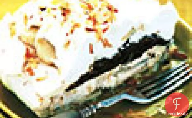 Kokosnuss Pavlova Wth Schokoladenmousse und Bananen