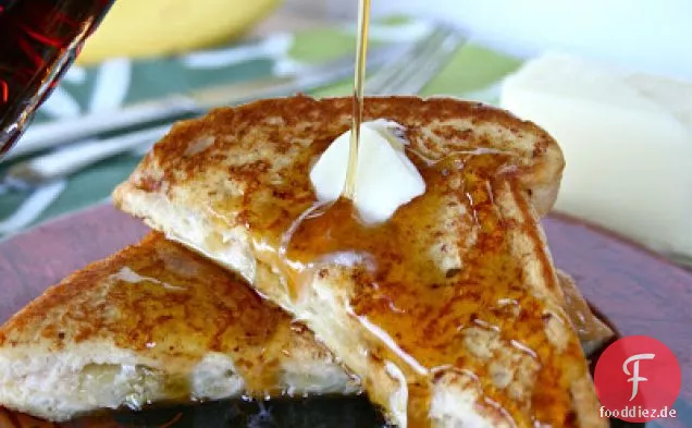 Karamellisierte Banane & Frischkäse gefüllt Französisch Toast