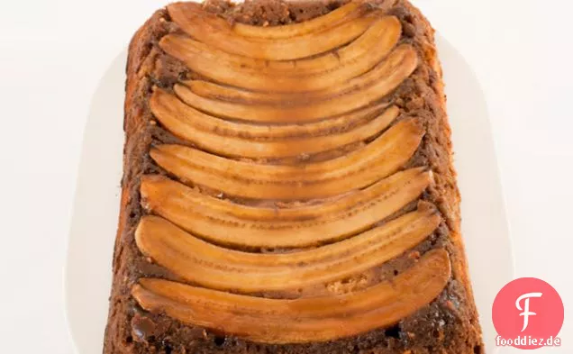 Schokolade-Erdnuss-Butter-Banane Upside-Down-Kuchen