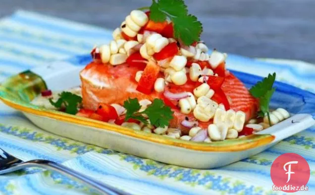 Langsam Gebratener Lachs Mit Zippy-Mais-Relish