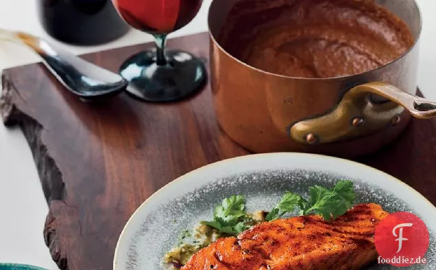 Chile-Honig-Glasierter Lachs mit Zwei Saucen