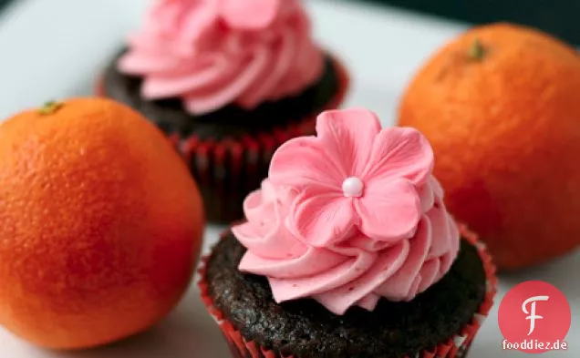 Schokoladen-Olivenöl- und Blutorangen-Cupcakes