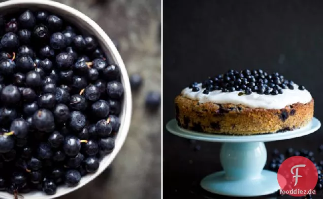 Blaubeer-, Zitronen-, Mohn- und Mandelkuchen