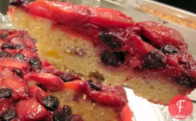 Pflaume Blaubeere Upside-down-Kuchen