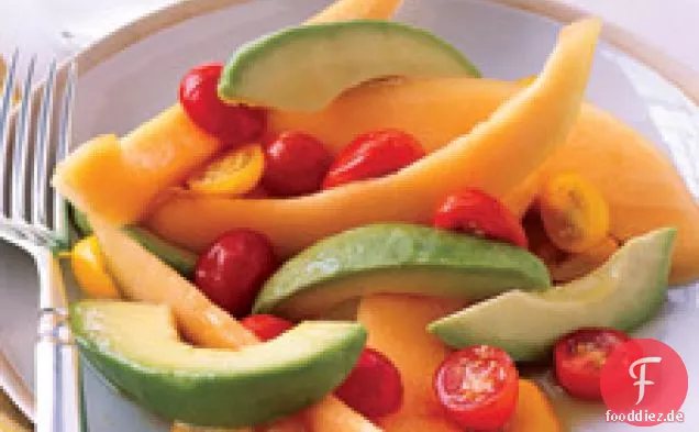 Melone Und Avocado Salat Mit Honig-Limetten-Dressing