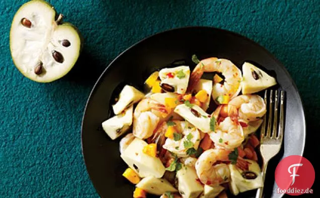 Cherimoya mit Chili-Limetten-Garnelen