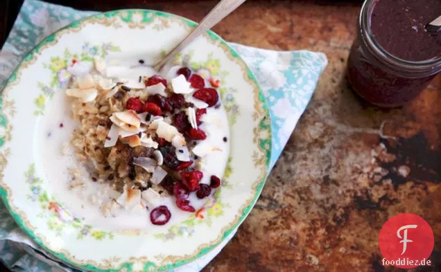 Cranberry geröstete Kokosnuss Leinsamen Haferflocken
