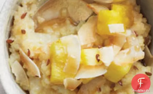 Hirse mit Ananas, Kokosnuss und Leinsamen