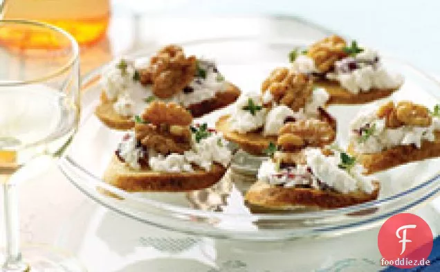 Ziegenkäse, Cranberry und Walnuss-Häppchen