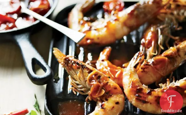Gegrillte Garnelen mit süßer Chilisauce