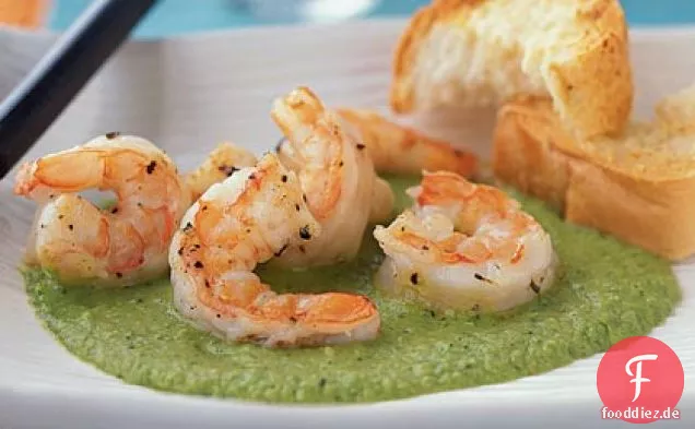 Garnelen mit süßer Erbsensauce