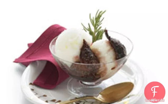 Rotwein-Und Rosmarin-Feigen Mit Fromage Blanc-Sorbet