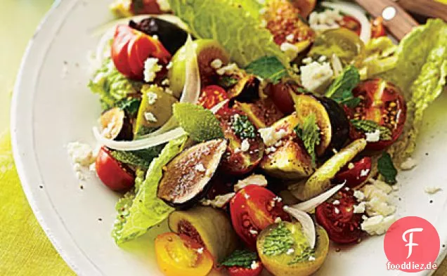Feigen-, Tomaten- und süßer Zwiebelsalat