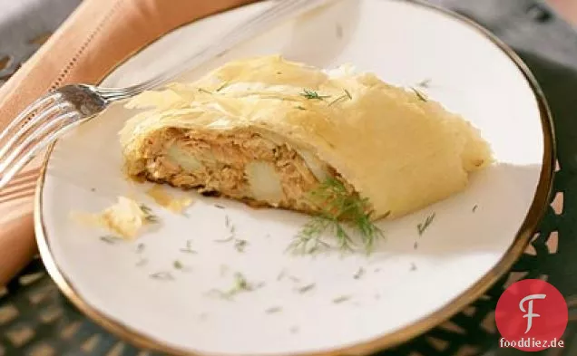 Karamellisierte Zwiebel, Feige und Blauschimmelkäse Strudel