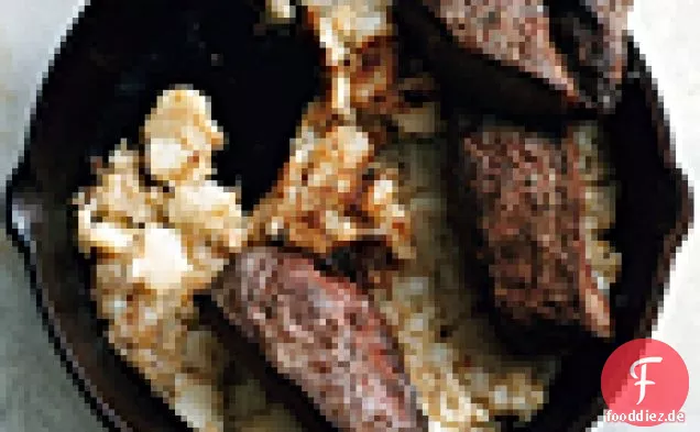 Flatiron-Steaks mit Cremiger Wacholder-Sauce mit Rösti