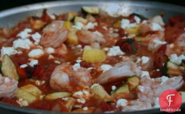 Feuer Gebratene Garnelen Mit Feta