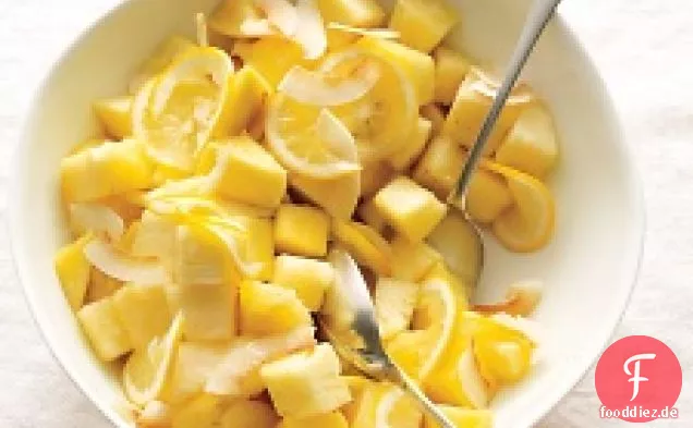 Ananas -, Mango - und Meyer-Zitronen-Salat