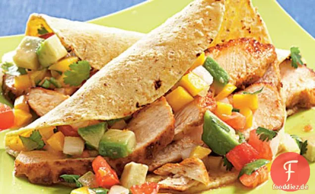 Chicken Tacos with Mango-Avocado Salsa