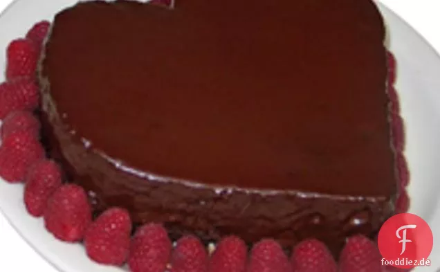 Chocolate Heart-shaped Cake With Chocolate Glaze