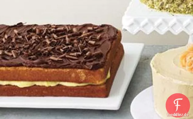 Yellow Cake With Pastry Cream Filling And Chocolate Ganache Fro