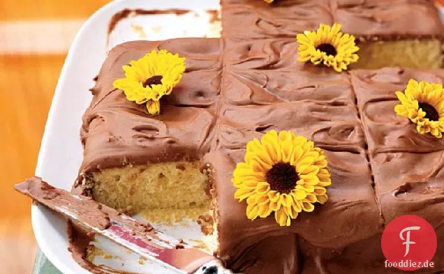 Yellow Sheet Cake with Chocolate Frosting