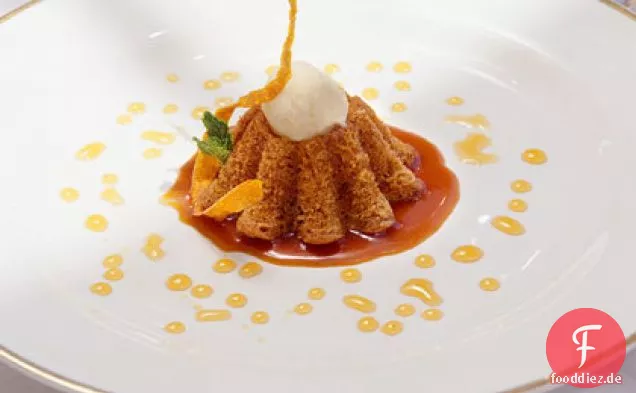 Carrot Cake with Madeira Syrup and Vanilla Ice Cream