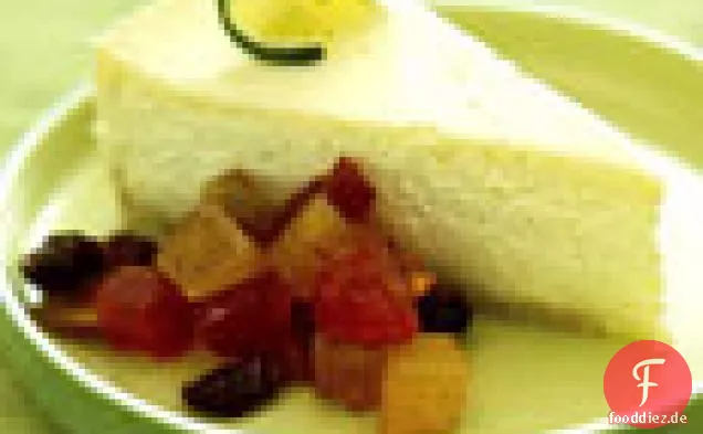 Key Lime Cheesecake mit tropischen Trockenfrüchten Chutney