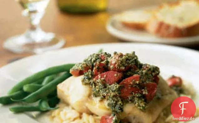 Gebratener Red Snapper mit sizilianischem Tomatenpesto