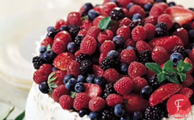 Mixed-Berry Chiffon Cake with Almond Cream Cheese Frosting