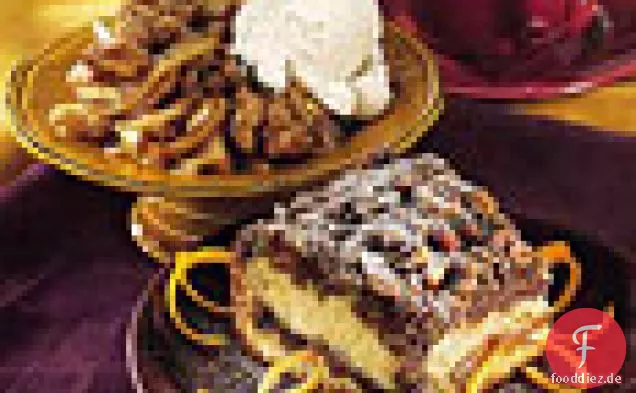 Sauerrahm-Orangen-Kaffee-Kuchen mit Schokolade-Pekannuss-Streusel
