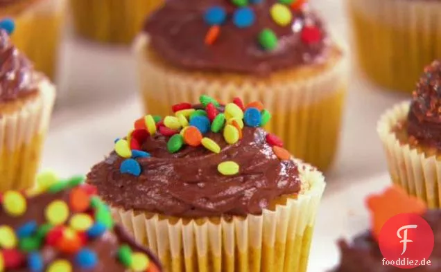Mini-Kürbis-Cupcakes mit Schokolade Zuckerguss