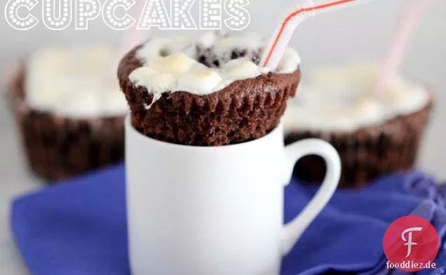 Hot Chocolate Cupcakes With Mint Kissed Centers