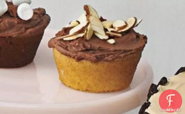 Yellow Cupcakes With Chocolate Sour Cream Frosting And Toasted