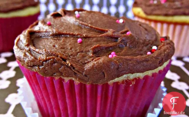 Jam-filled Yellow Cupcakes With Fudge Frosting