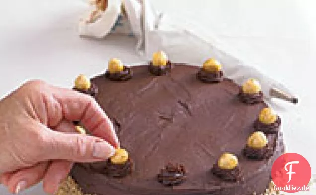Hazelnut Dacquoise with Chocolate Mousse & Candied Hazelnuts
