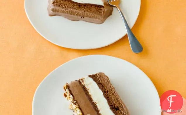 Chocolate, Hazelnut, and Vanilla Ice Cream Cake